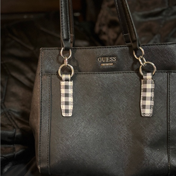 Guess Black Shoulder Bag with Plaid Accents - Picture 2 of 5
